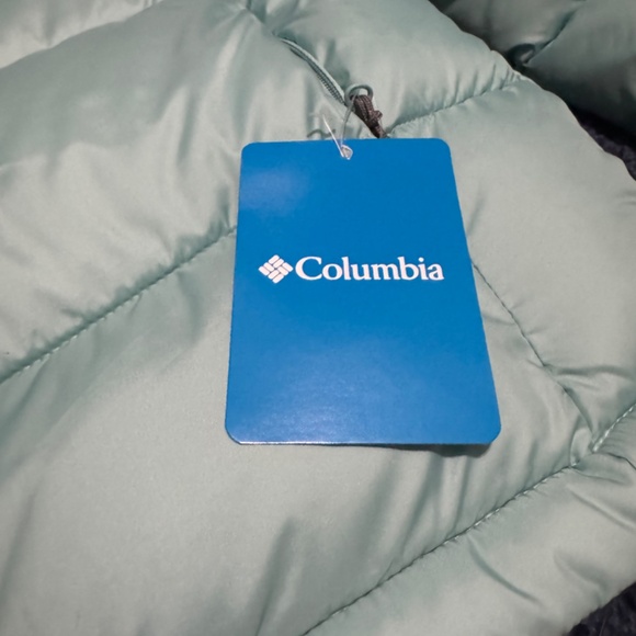 Columbia Puffect Color Blocked Jacket (Aqua Haze, Night Wav) - Size Small - NWT - Picture 4 of 6